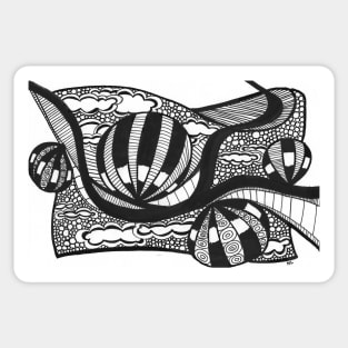 Illustration black and white handmade hot air balloons patterns Sticker